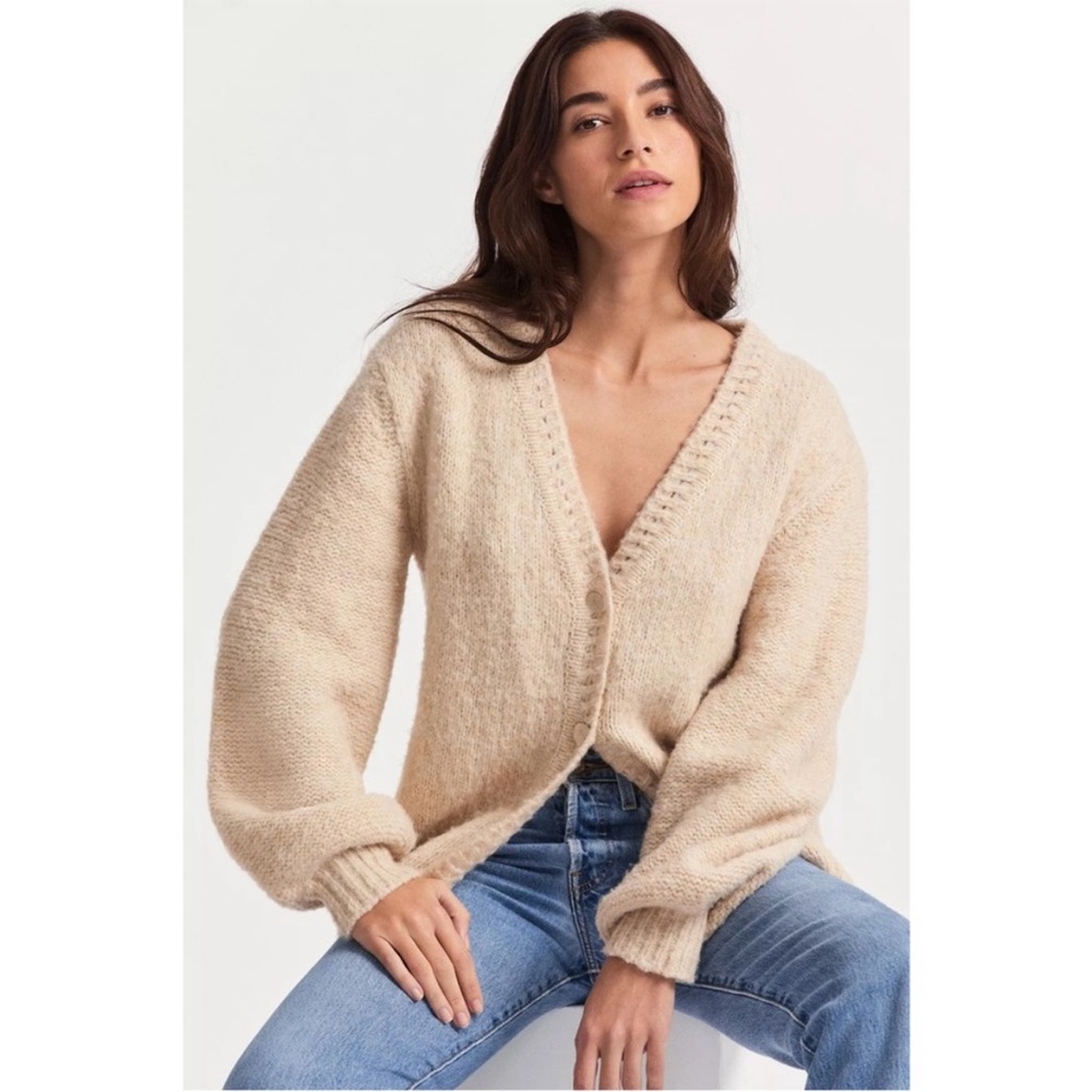 LoveShackFancy Guthrie Wool-Blend Cardigan in Brown/Beige Size Small